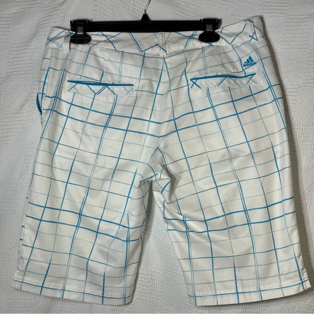 Adidas Climalite Golf Shorts Women’s Size 8 Blue Plaid‎ Athletic Casual Sporty